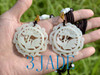 Natural White Nephrite Jade  Lotus Flower Pendant Necklace / Carving