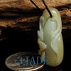 Natural Hetian Nehprhite Jade Good Fortune Fu / Bat Amulet Pendant