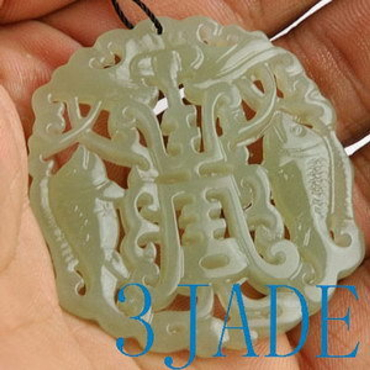 Blessing Nephrite Jade Longevity & Wealthy Pendant Chinese Style Art / Carving