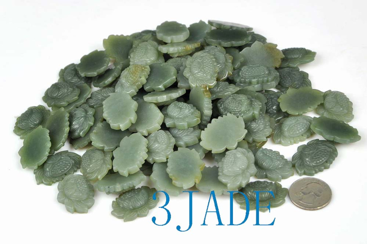 Natural Hetian Nephrite Jade Carving: Lotus Flower Pendant -G025164