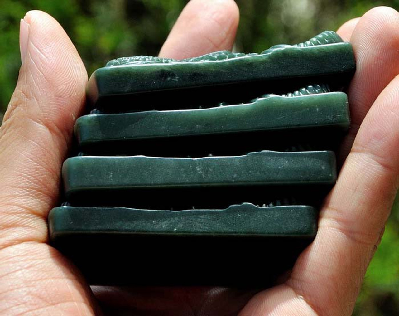 Natural Nephrite Jade Carving: Dragon Amulet / Pendant