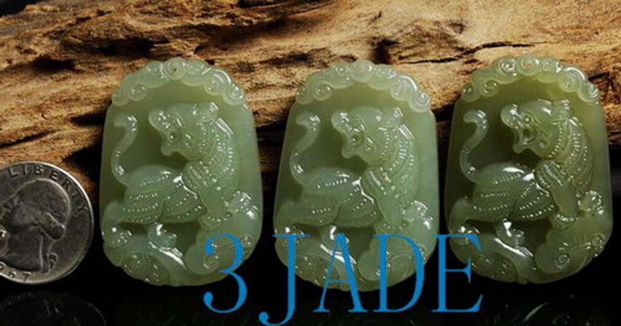 Carved Nephrite Jade Tiger Necklace