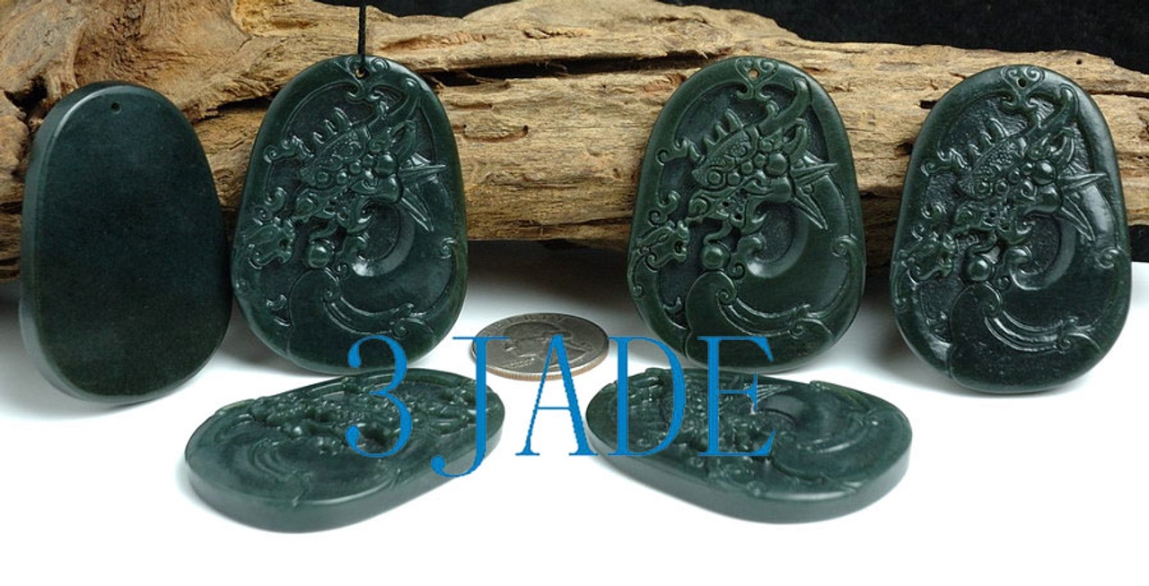 Carved Jade Fierce Dragon Pendant