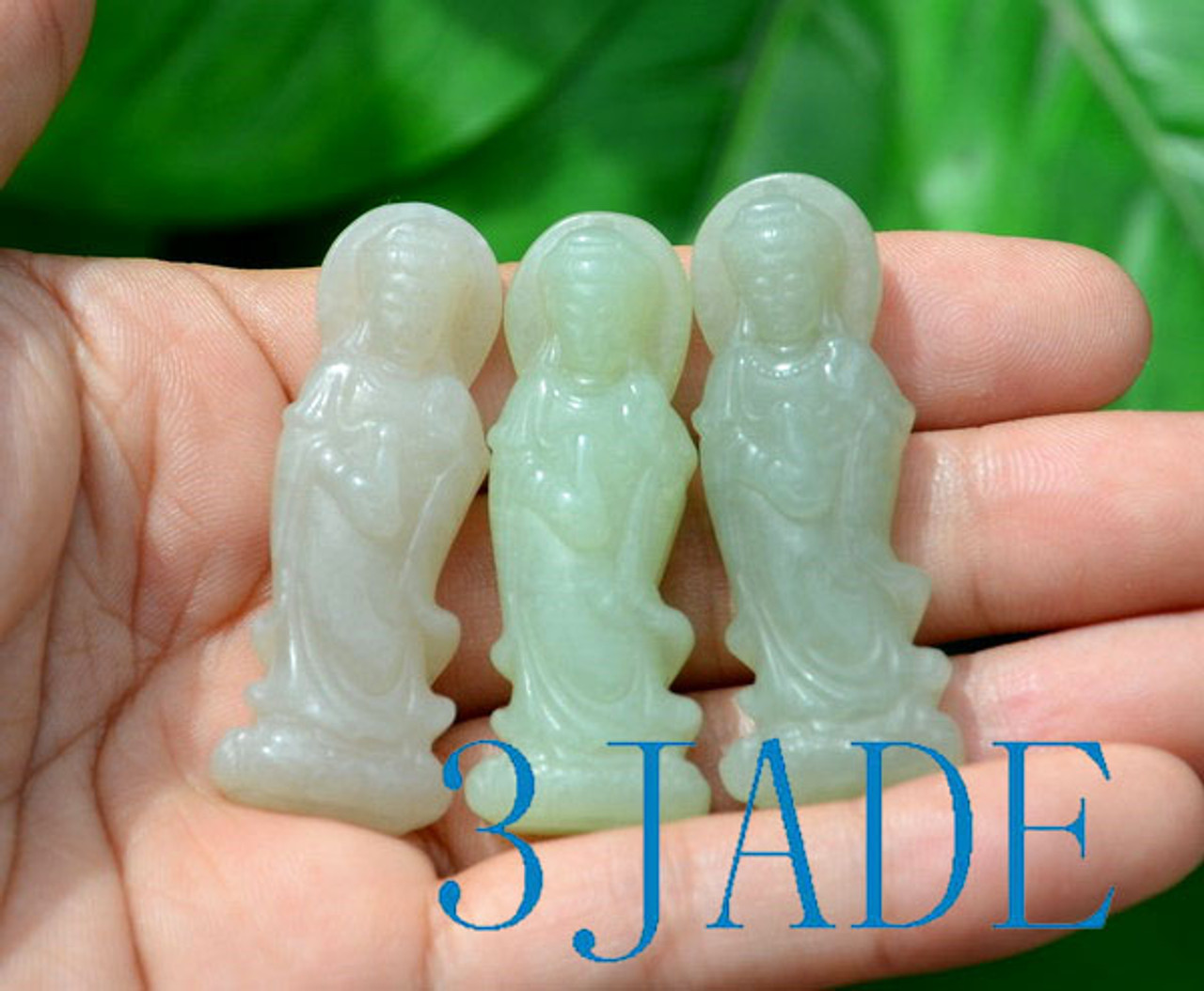 3PCS Natural Hetian Nephrite Jade Kwan Yin / Guanyin Amulet / Pendants G025265