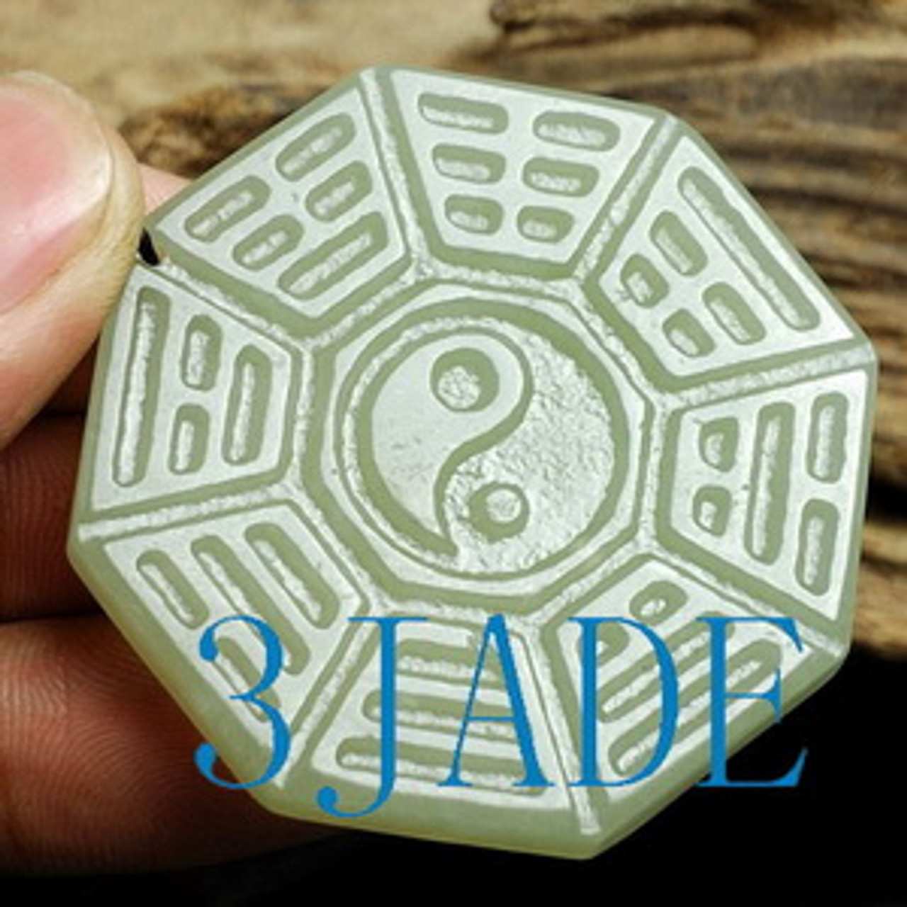 Natural Hetian Nephrite Jade Tai-chi Bagua Diagram Chinese Zodiac Pendant