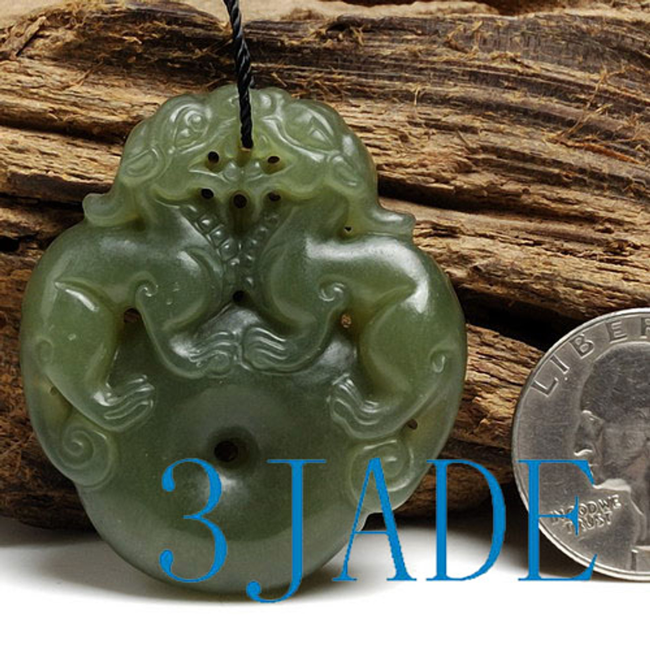 Natural Hetian Nephrite Jade Lions / Foo Dogs Amulet Pendant / Chinese ...