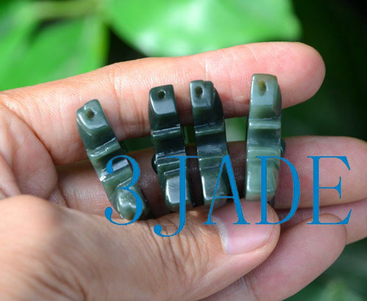 4pcs Natural Nephrite Jade Carving: Cross Amulet / Pendants