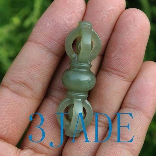 Hetian Nephrite Jade Buddhist Ritual Amulet /Auspicious Vishwa Vajra Pendant