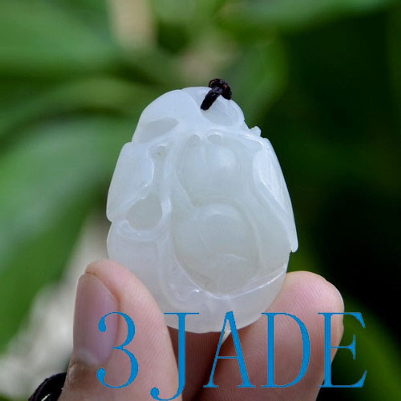 white Hetian jade monkey peach necklace