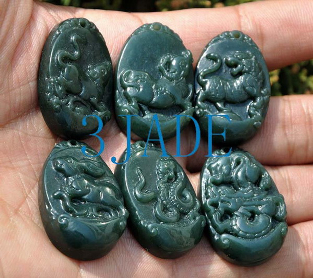 nephrite jade zodiac animal necklace