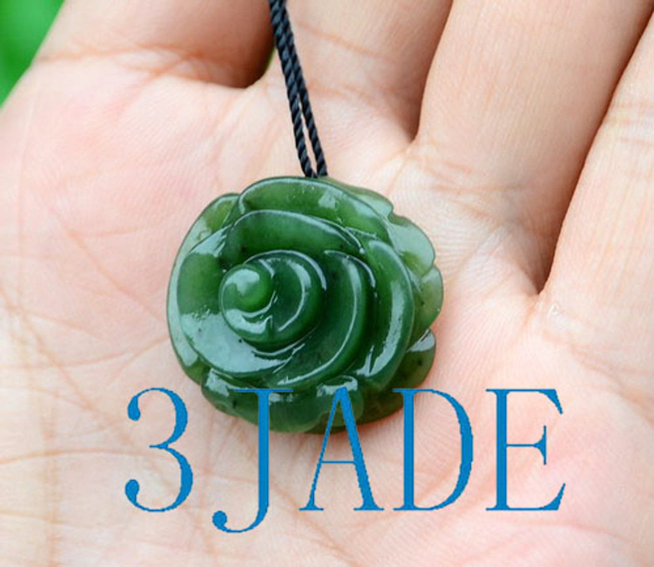 Hand Carved Natural Nephrite Jade Leaf Pendant / Carving -G025574 - 3JADE  wholesale of jade carvings, jewelry, collectables, prayer beads