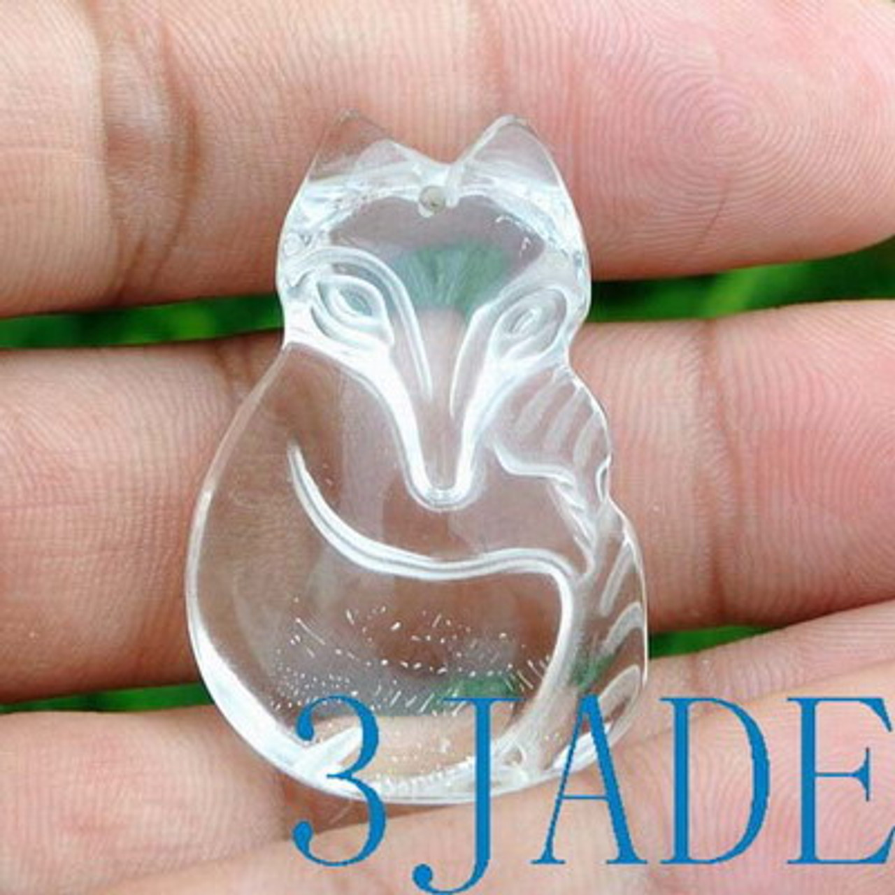 Clear Rock Crystal Quartz Fox Pendant -G028027