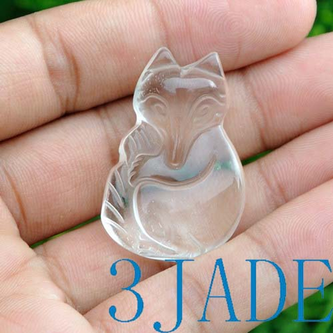 Clear Rock Crystal Quartz Fox Pendant -G028027