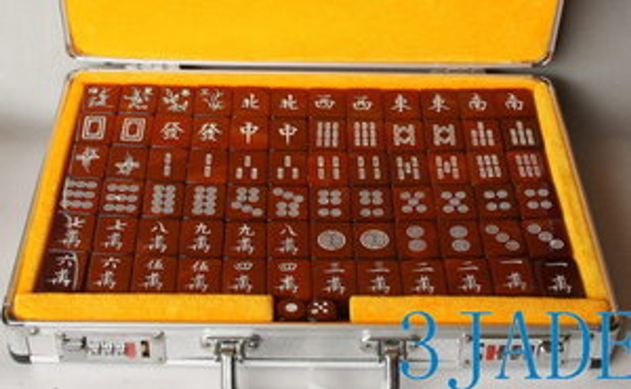 25mm Mahjong Tiles Custom Set Small Size Red Agate Mahjong Set