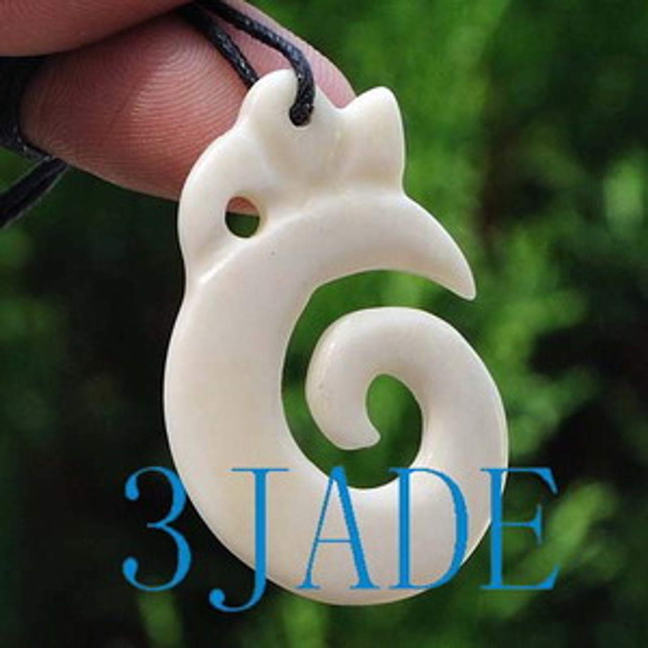 Hand Carved Bone Koru / Swirl Amulet Pendant New Zealand Maori Style Carving