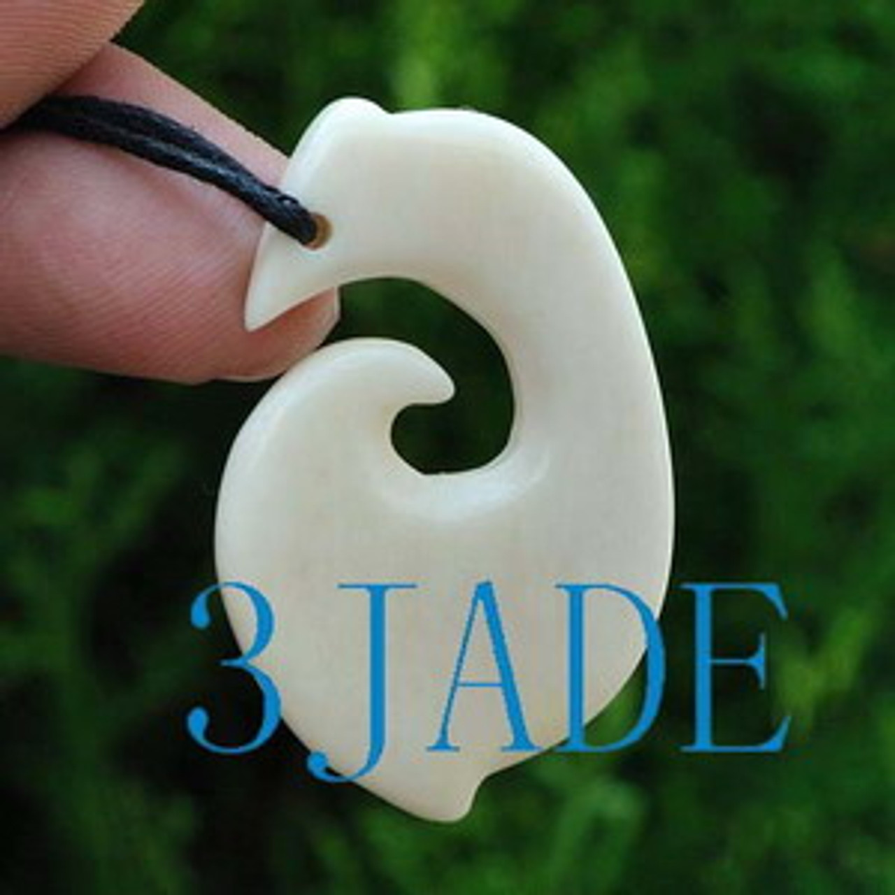 Hand Carved Bone Koru Harmony Pendant New Zealand Maori Style Carving -  3JADE wholesale of jade carvings, jewelry, collectables, prayer beads