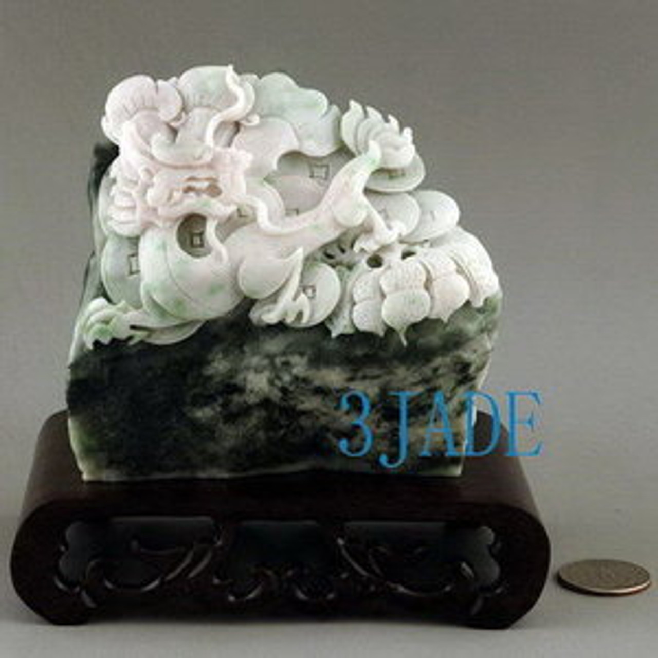 Natural Dushan Jade Carving Sculpture: Dragon Statue