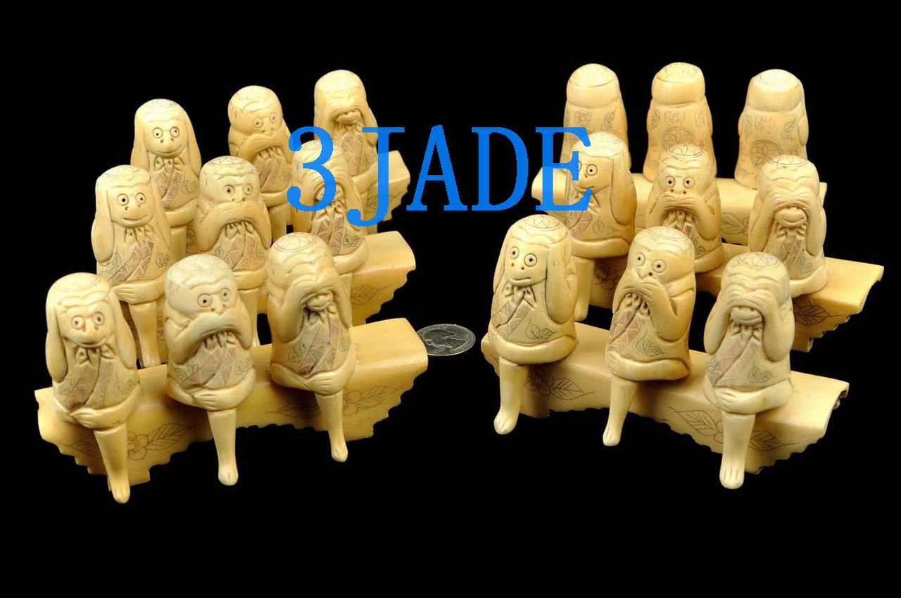 Hand Carved Bone Three Wise Monkeys Statue / Carving /Figurines