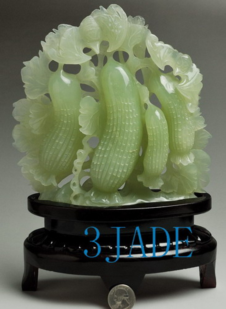 Natural Xiu Jade / Serpentine Carving / Sculpture: Harvest Season Statue