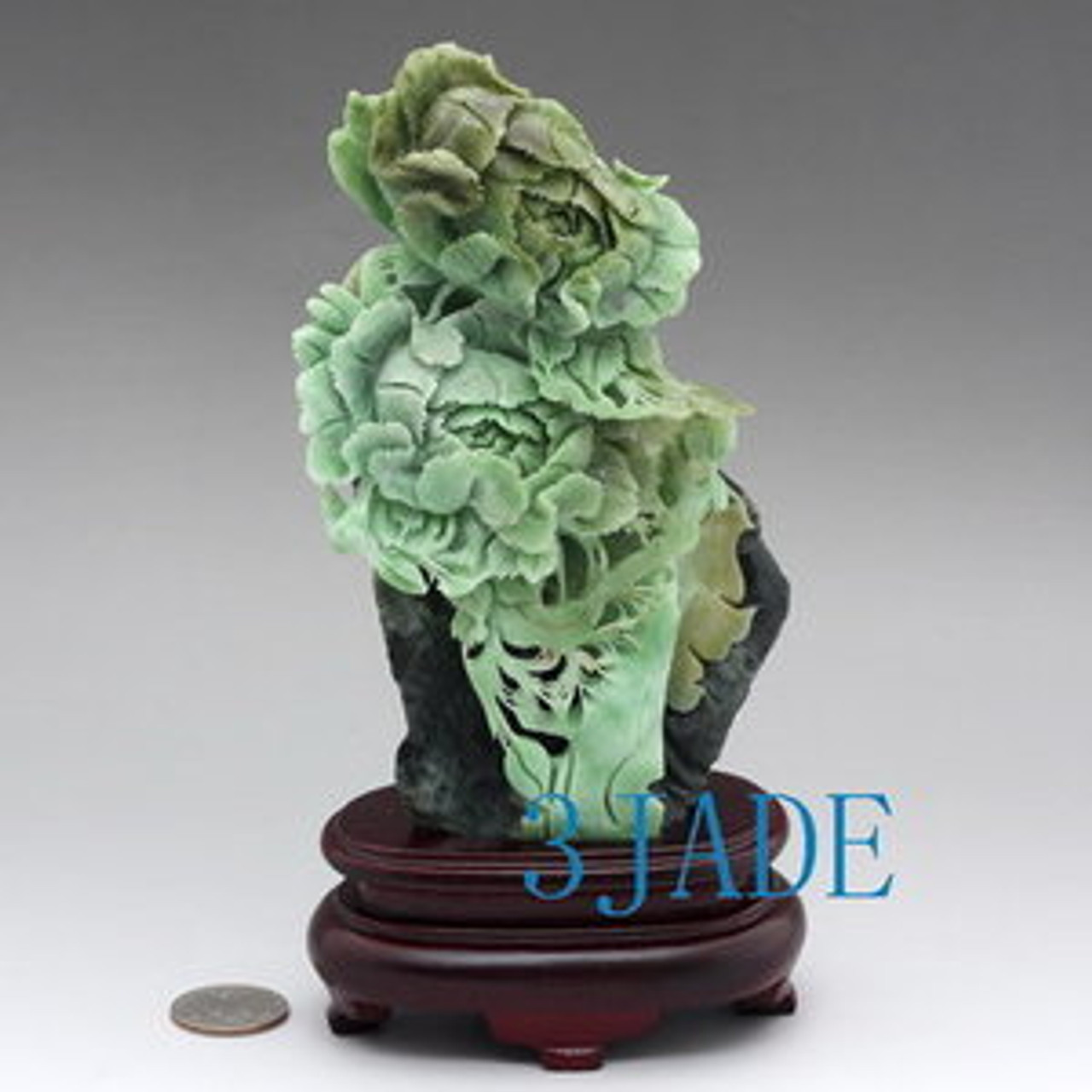 Natural Dushan Jade Carving / Sculpture: Flowers Statue J003471