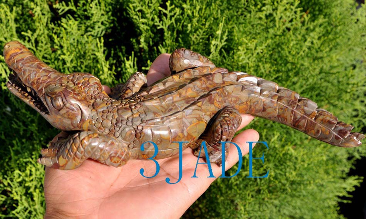 Jasper Crocodile Carving