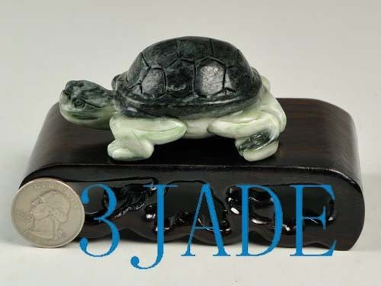 Hand Carved Natural Dushan Jade Stone Carving / Sculpture: Turtle Figurine