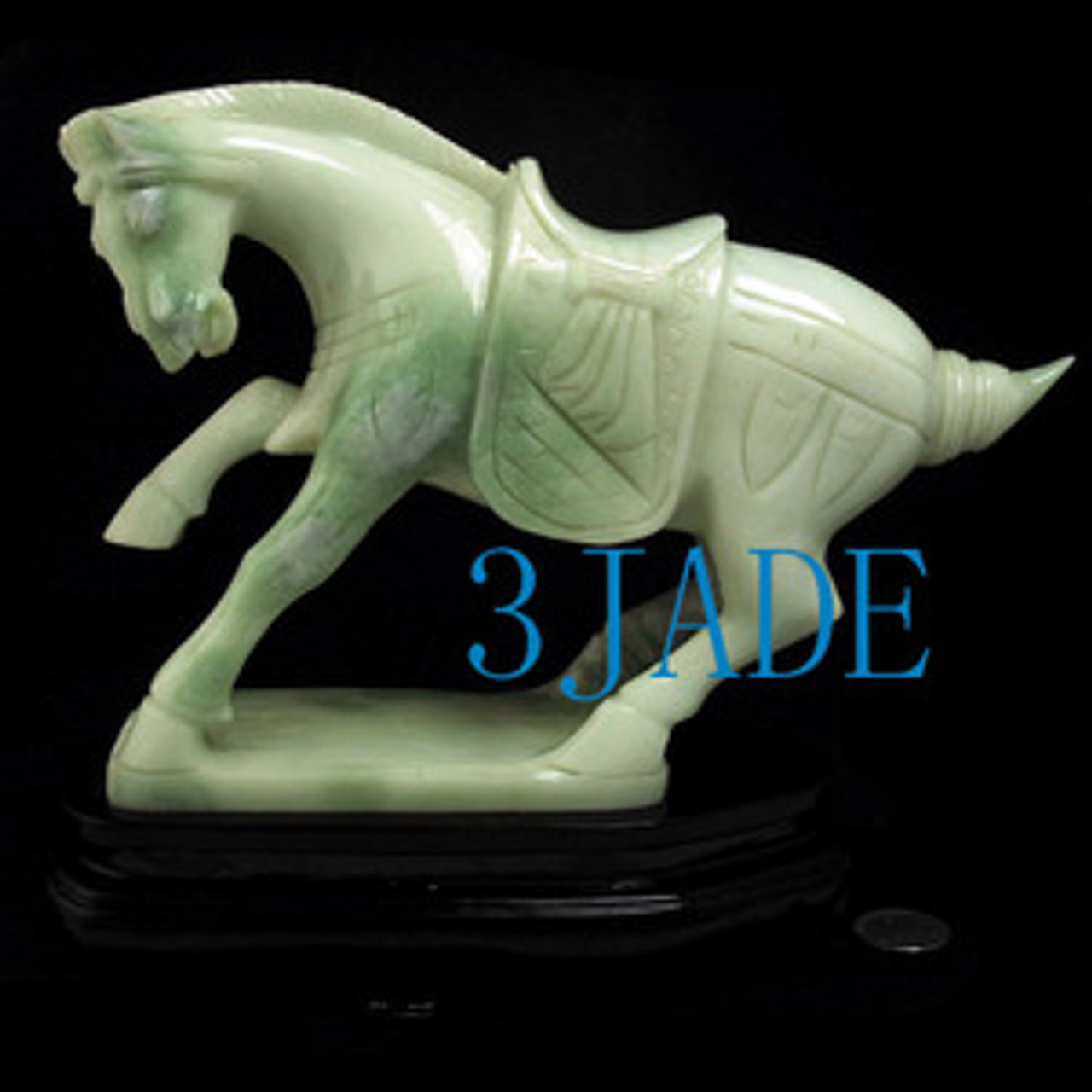Natural Chinese Lantian Jade / Serpentine Carving: Tang Horse Statue