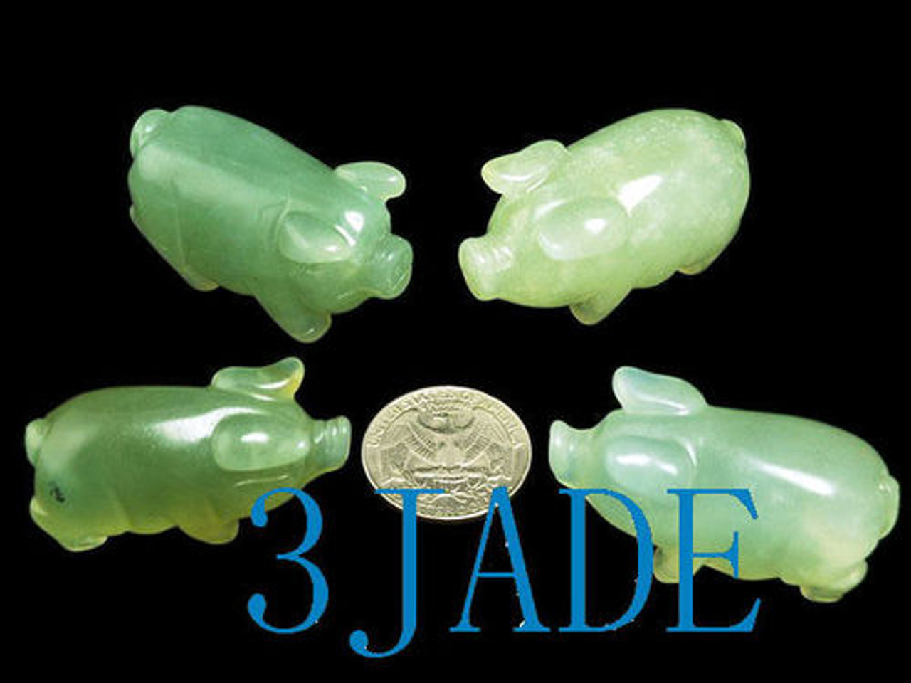 4pcs 2" Natural Xiu Jade/Serpentine Animal Figurines