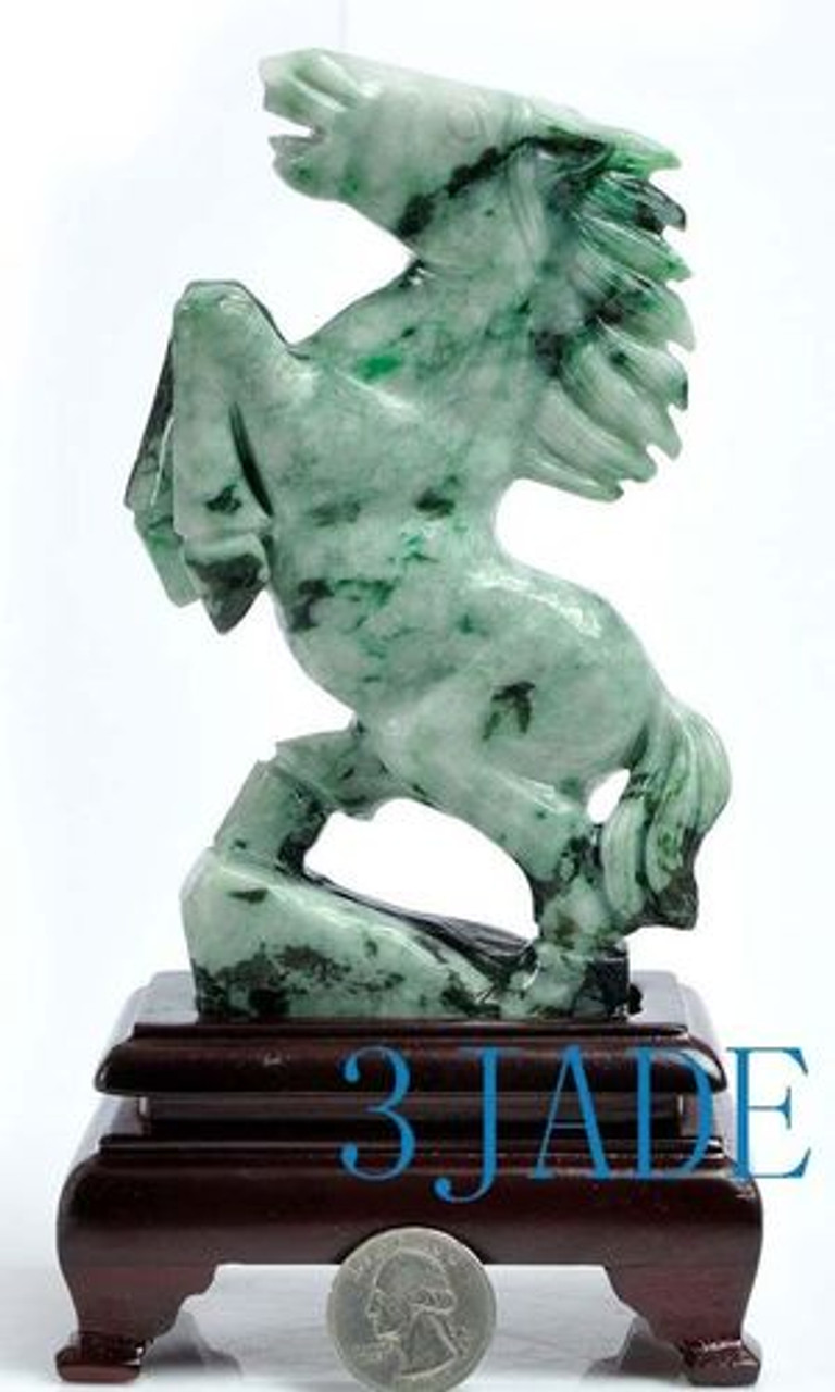A Grade Natural Jadeite Jade Carving / Sculpture: Horse Statue