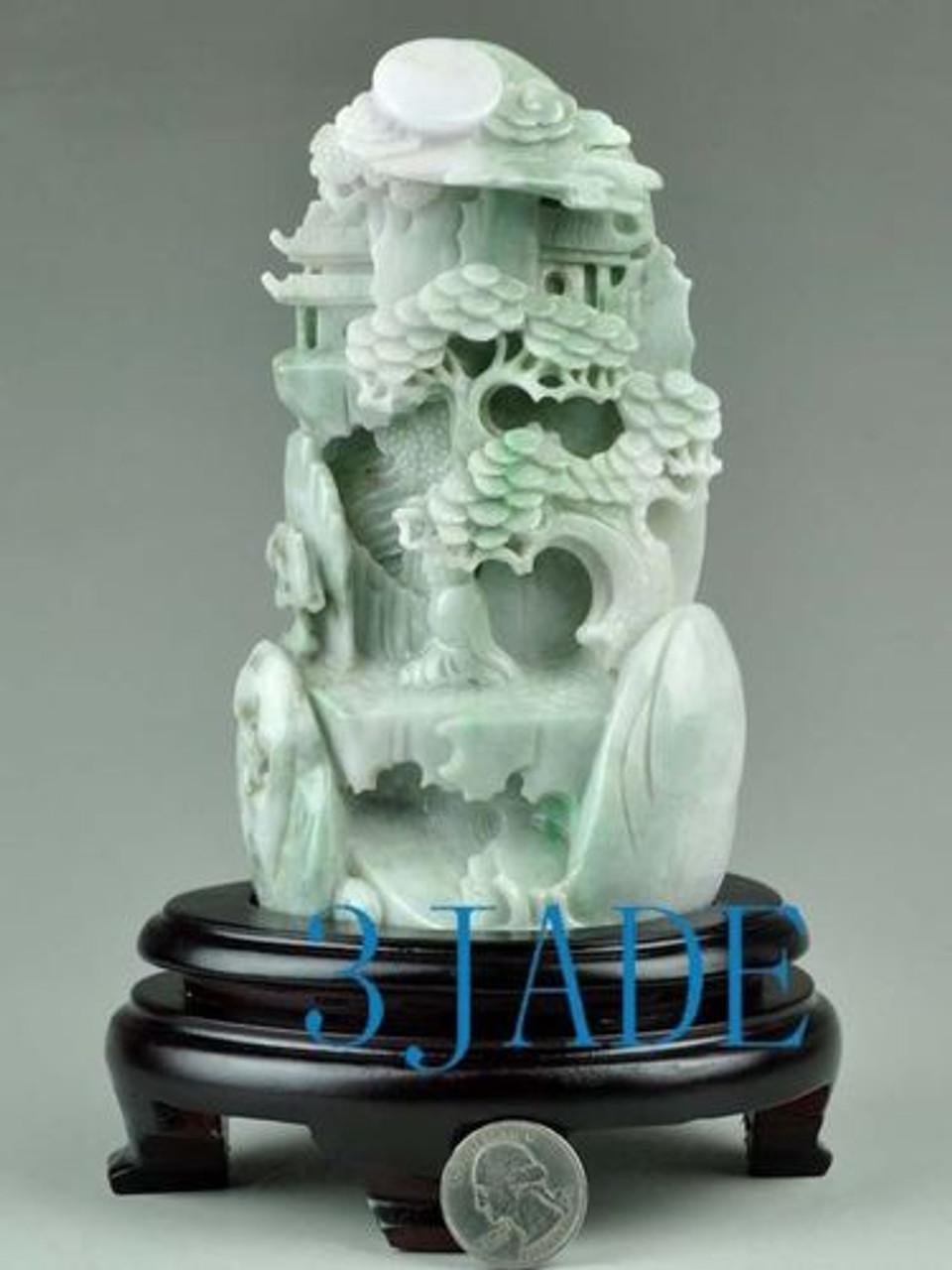 Hand Carved Natural Jadeite Jade Carving / Sculpture: Reclusive Life Statue