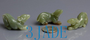 3pcs Natural Hetian Nephrite Jade Mouse / Rat Figurines / Carving
