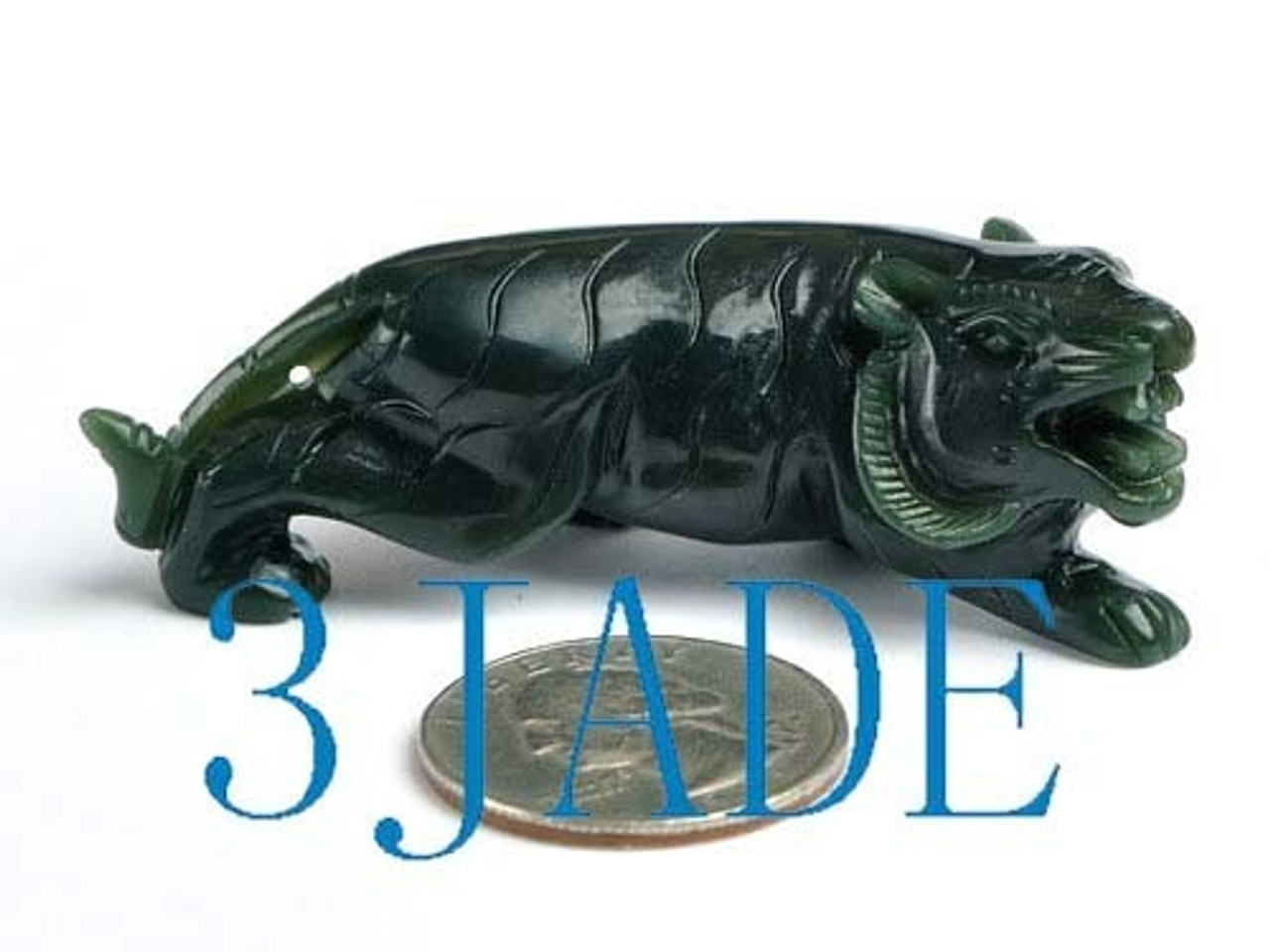 Hand Carved Natural Nephrite Jade Tiger Animal Figurine / Carving