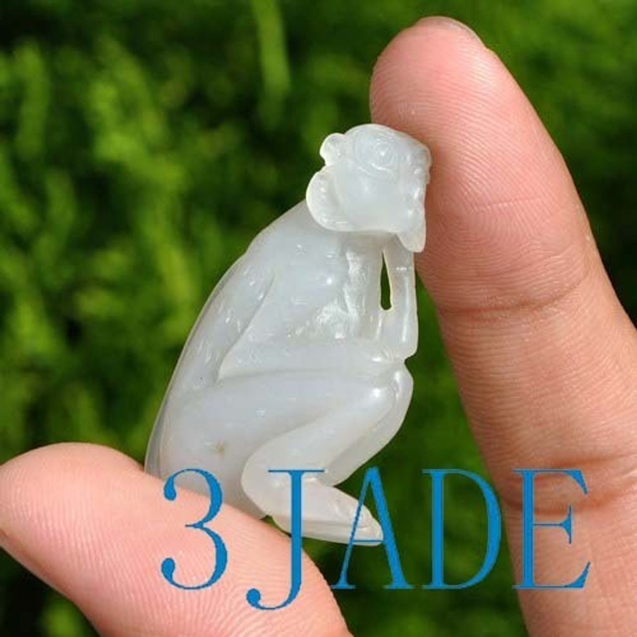 Natural White Hetian Nephrite Jade Carving: Monkey Figurine