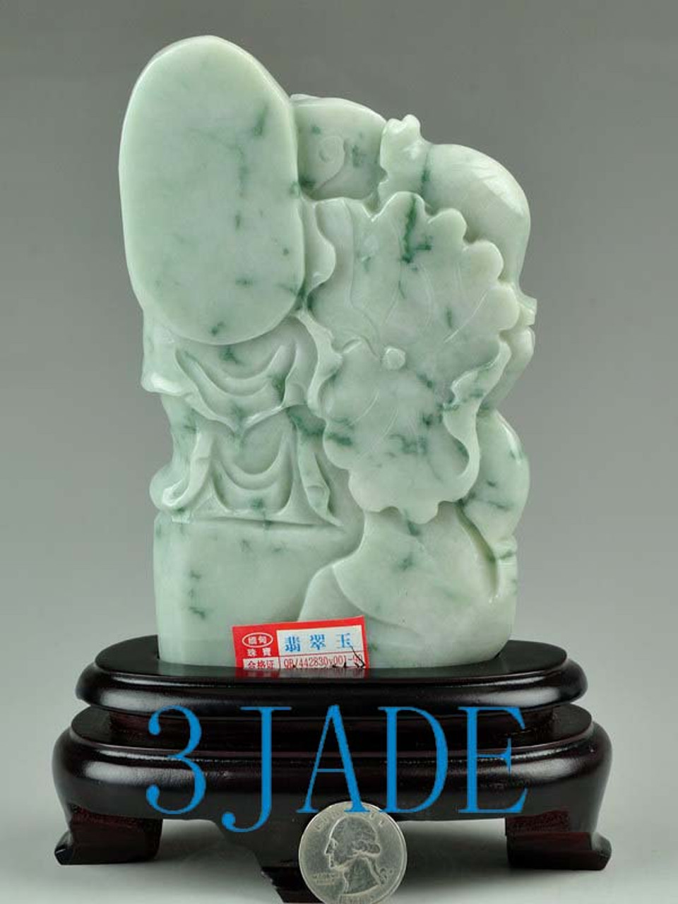 Hand Carved Natural Jadeite Jade Carving / Sculpture Kwan Yin