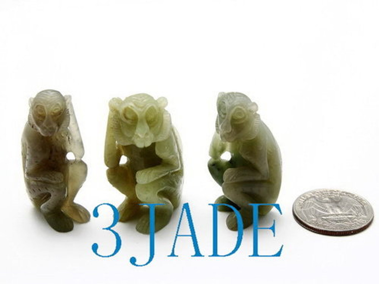 3 Natural Hetian Nephrite Jade Carving: Monkey Figurines Wholesale