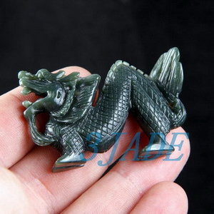 Natural Nephrite Jade Carving Dragon Figurine J023463 3JADE