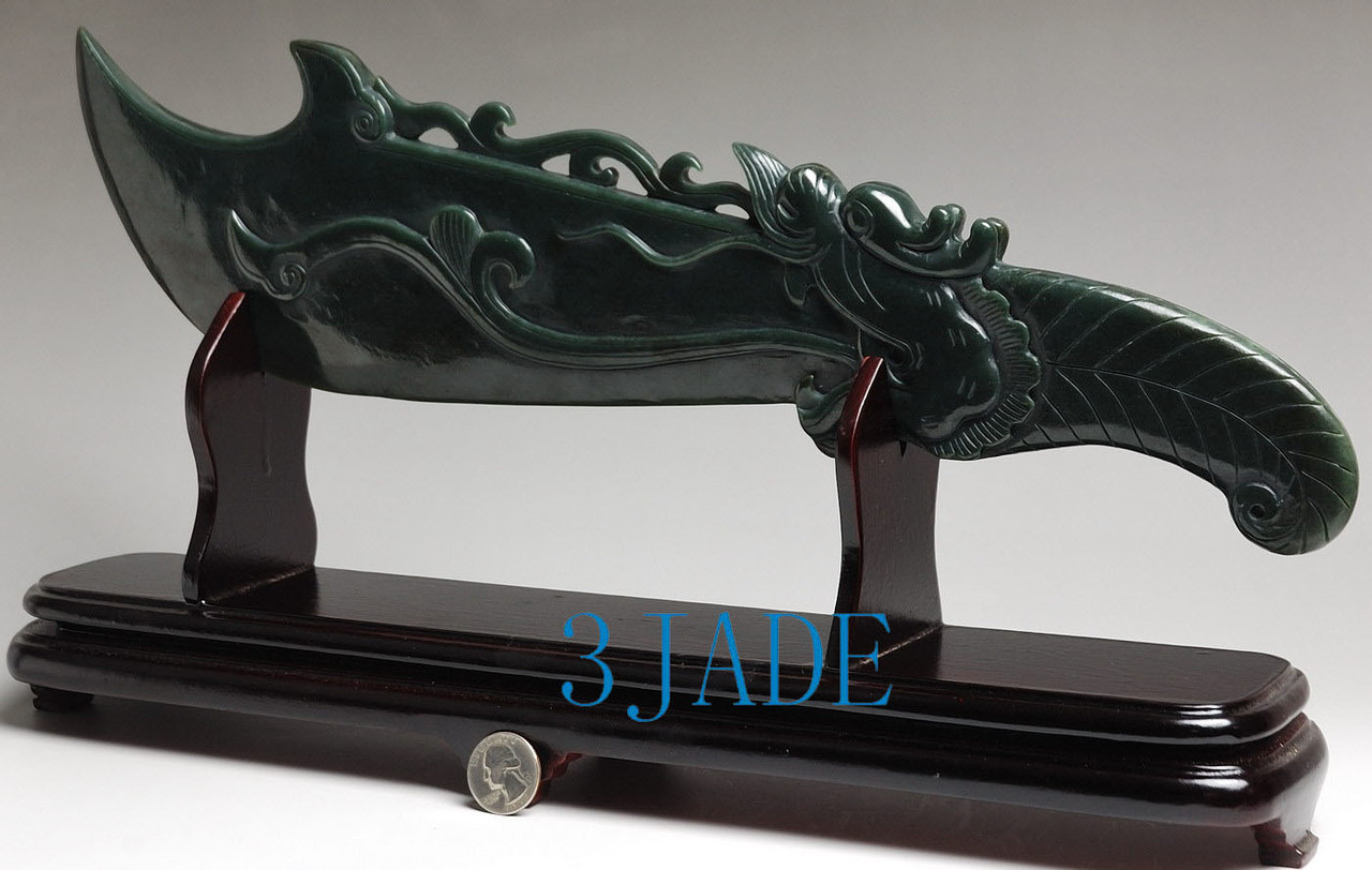 Natural Hetian Nephrite Jade Carving: Sword / Chinese Broadsword