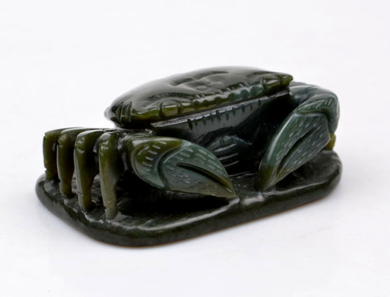 Natural Nephrite Jade Crab Hand Carved Gemstone Statue -J023781