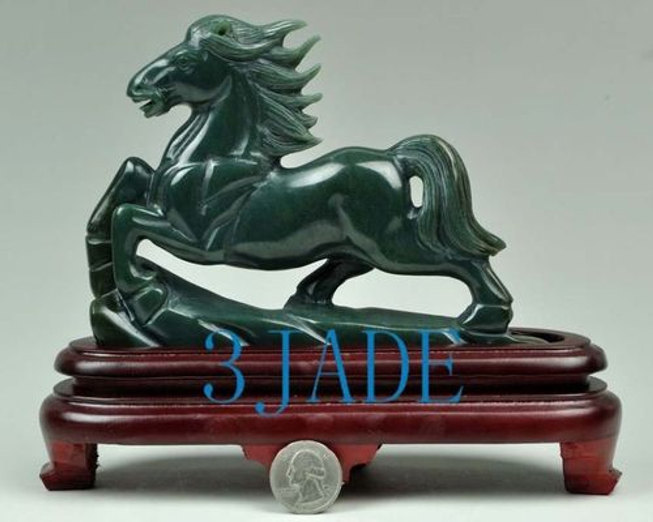 Hand Carved Natural Nephrite Jade Carving: Horse Statue / Sculpture J023846