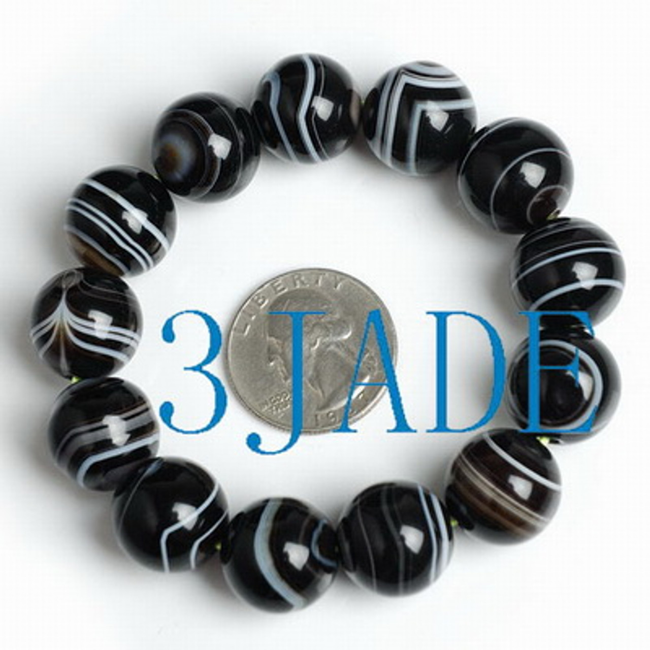 Striped Agate 14mm DZI Beads Bracelet Natural Sardonyx 