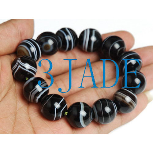 Striped Agate Beads Bracelet