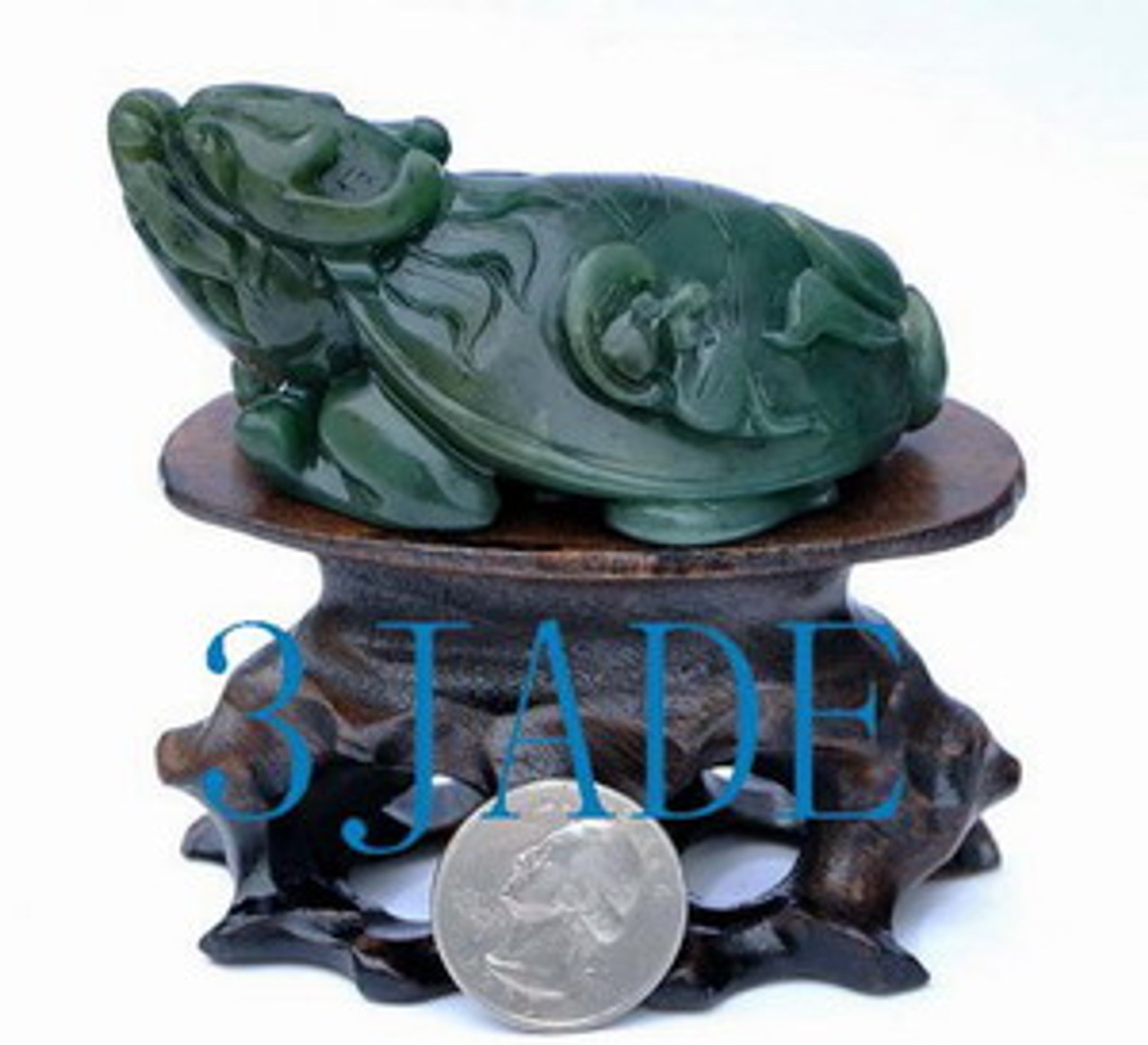Natural Green Nephrite Jade Carving / Sculpture: Dragon Turtle Statue