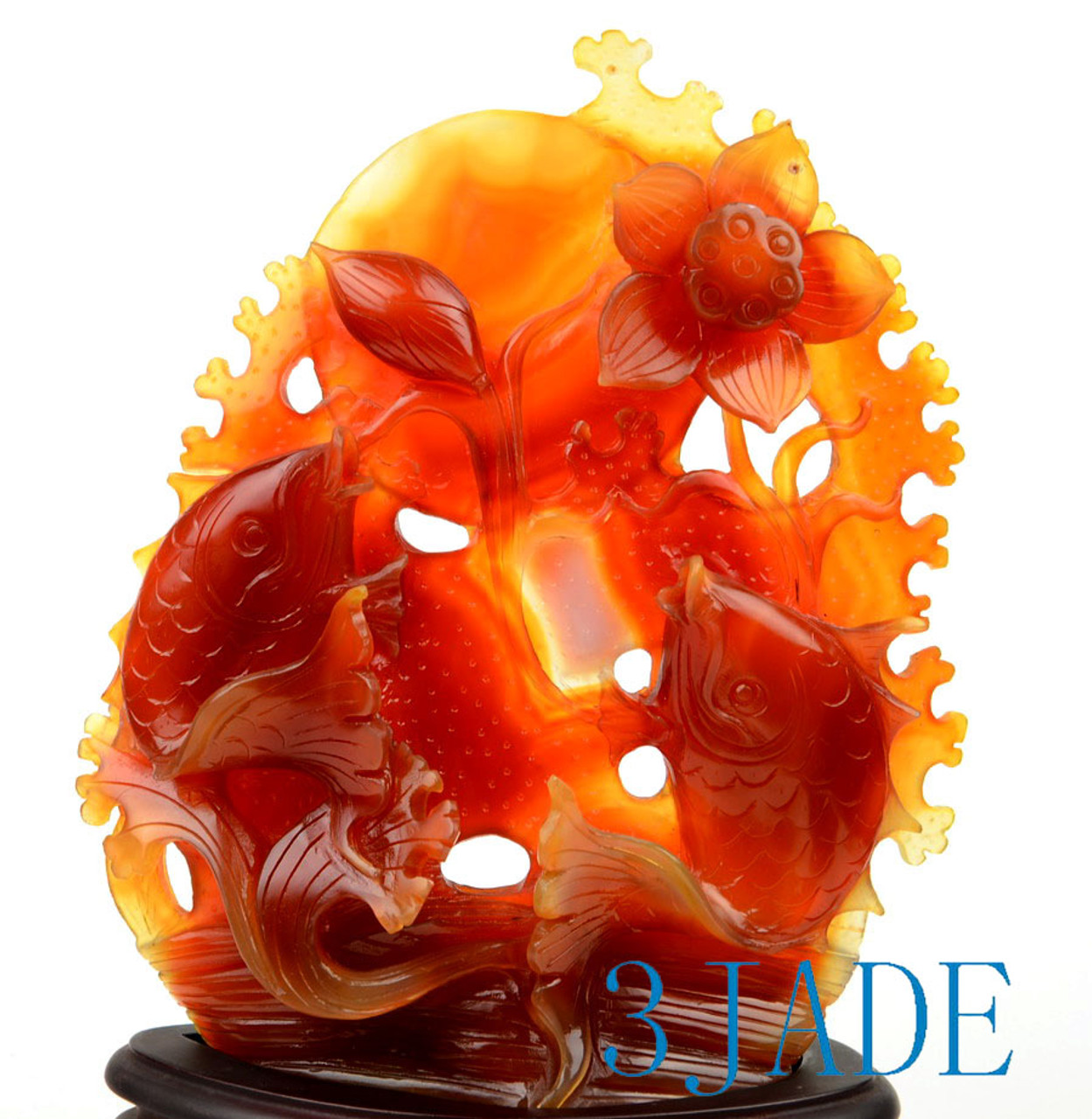 Red Agate Koi Fish Sculpture