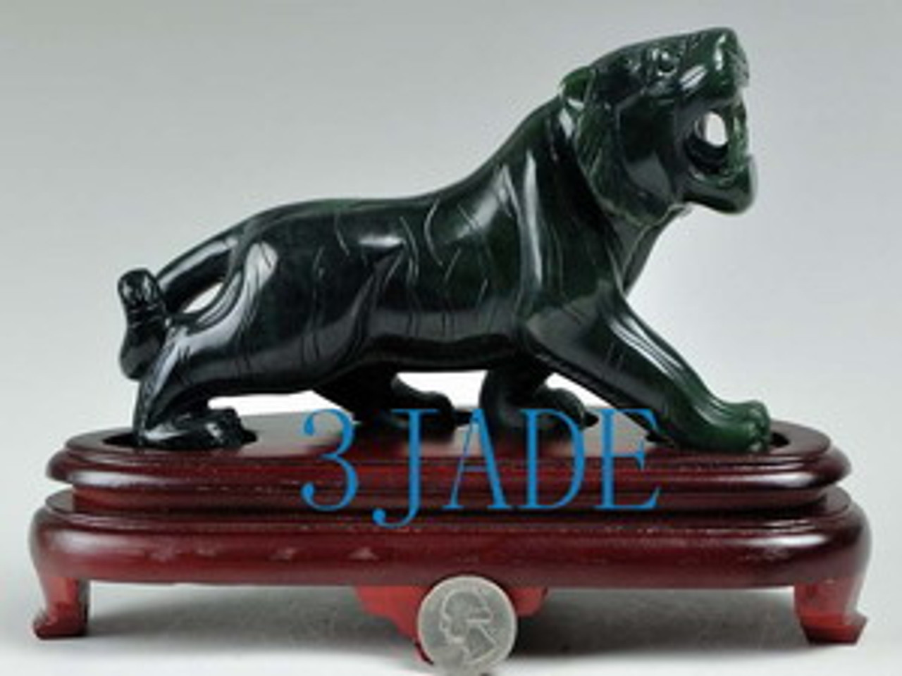 Natural Green Nephrite Jade Tiger Statue / Carving / Sculpture J026153