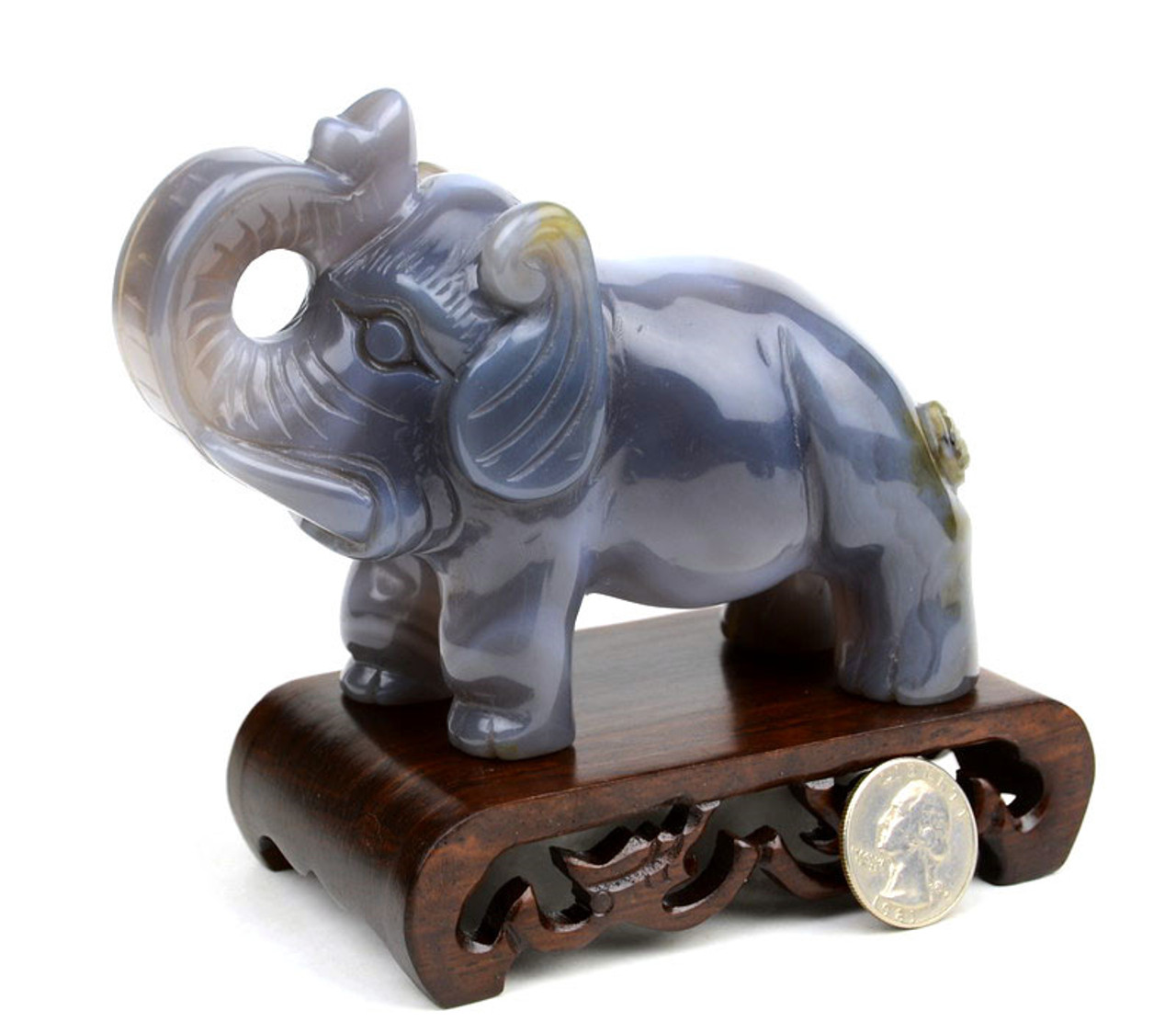 Natural Onyx / Agate Carving/Sculpture: Elephant Statue -J028072