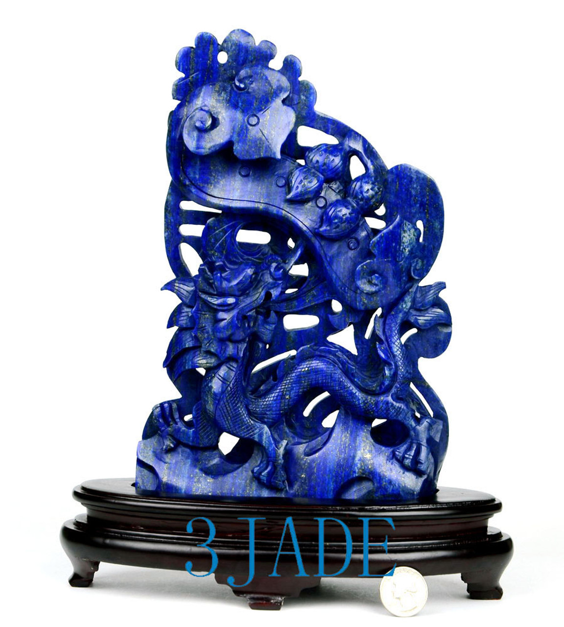 Natural Lapis Lazuli Gemstone Dragon Statue Sculpture / Carving -J040166