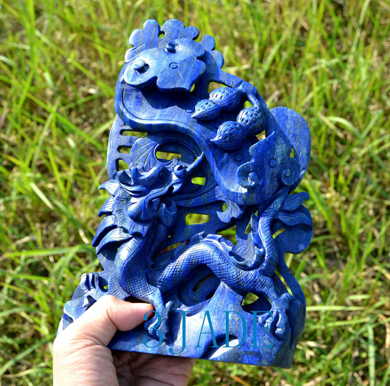 Natural Lapis Lazuli Gemstone Dragon Statue Sculpture / Carving -J040166