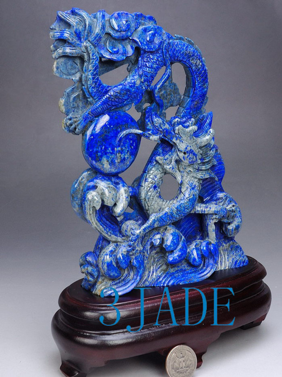 Lapis Dragons Sculpture