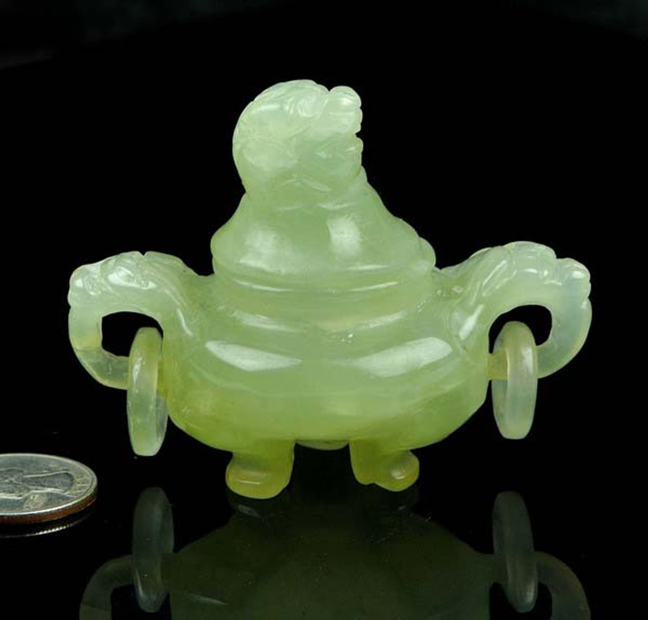 Hand Carved Natural Translucent Serpentine Censer Chinese Jade  -M001039