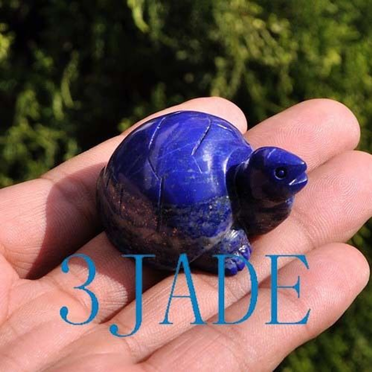 Natural Lapis Lazuli Gemstone Turtle Figurine Carving Art